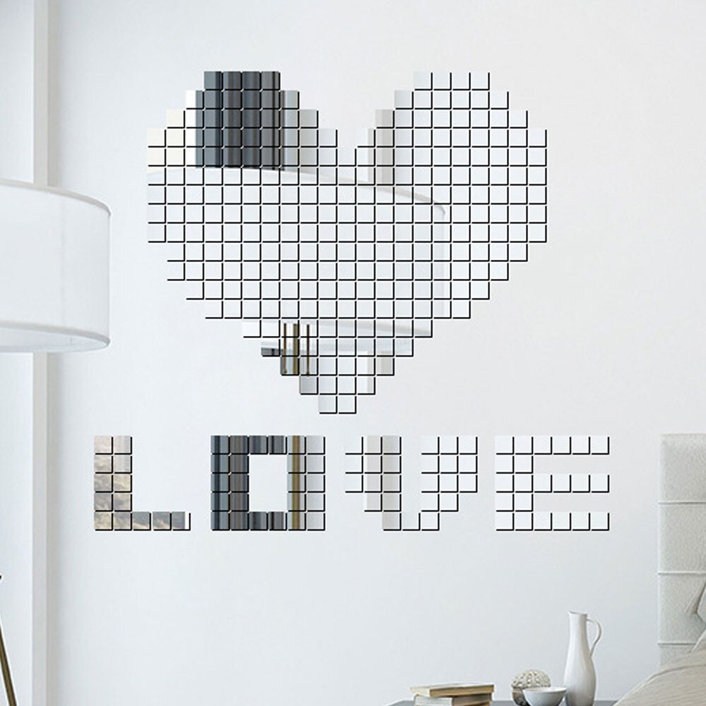 200Pcs 0.8" Square Acrylic Mirror Wall Stickers Decal Art Murals DIY Home Decor