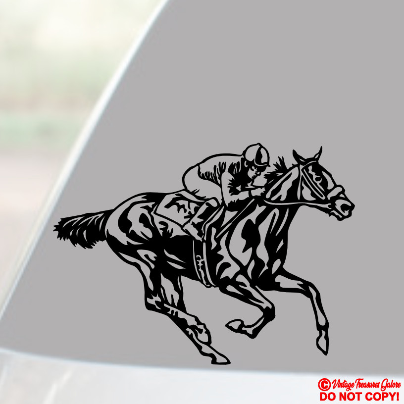 HORSE RACING THOROUGHBRED RUNNING Vinyl Decal Sticker Car Window Wall Bumper