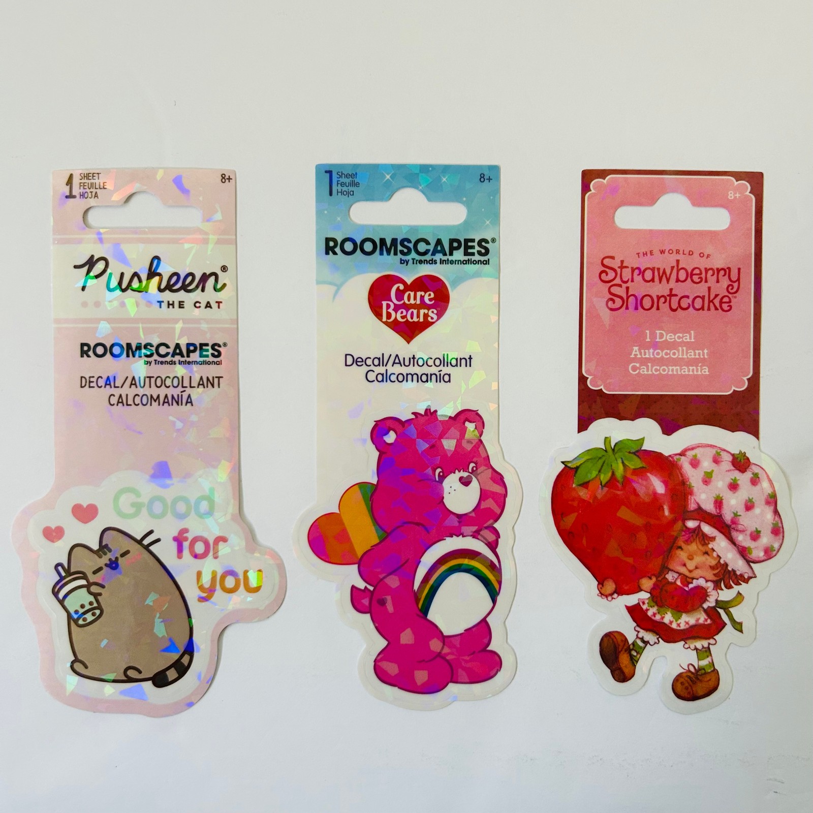 3 ROOMSCAPES DECALS Care Bears | Pusheen the Cat | Strawberry Shortcake NEW