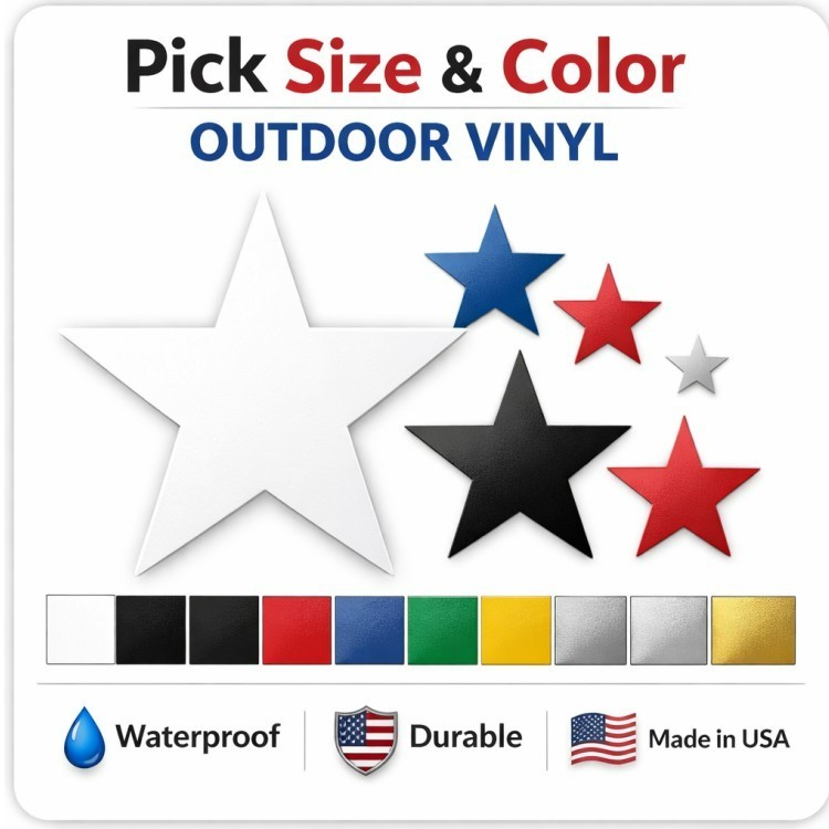 Premium Glossy Star Stickers Outdoor Vinyl Decal – Pick Size & Color Waterproof