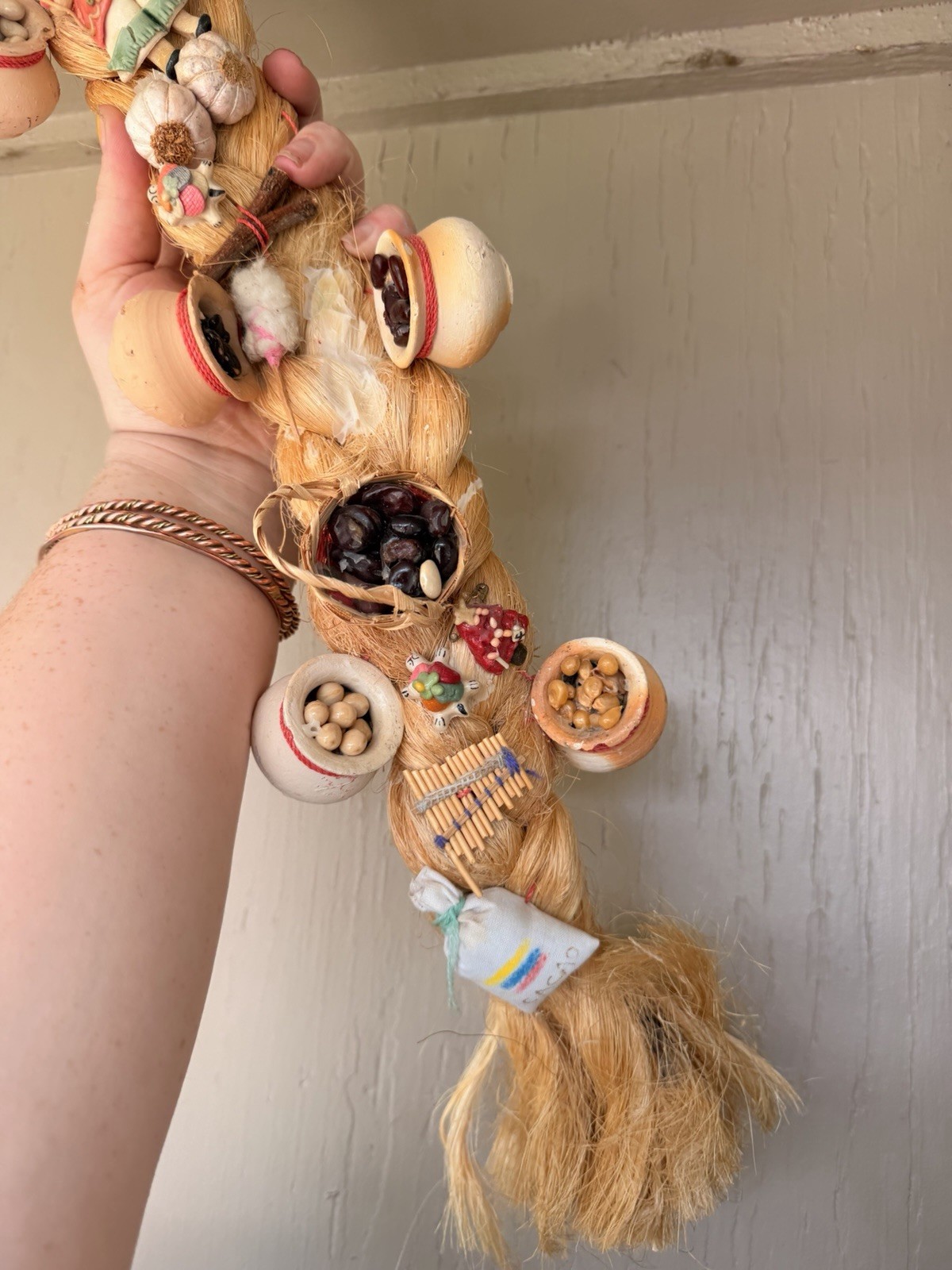 Blonde Synthetic Braided Hair Extension Braid w/ Mini Baskets & Doll Charm