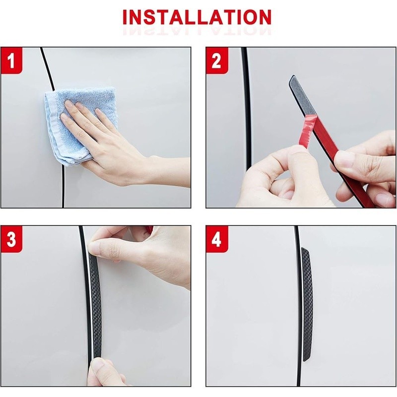 Universal Carbon Fiber Car Door Anti-Collision Strip Scratch Protector 4-Pack US