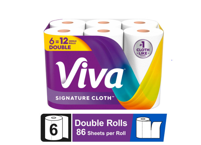 Viva Signature Cloth Paper Towels, 6 Double Rollsand and 86 Sheets per Roll.