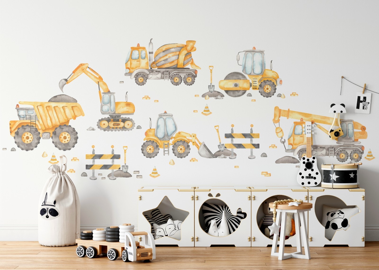 Construction Truck Wall Decal Set Transportation Kids Boys Room Nursery Decor