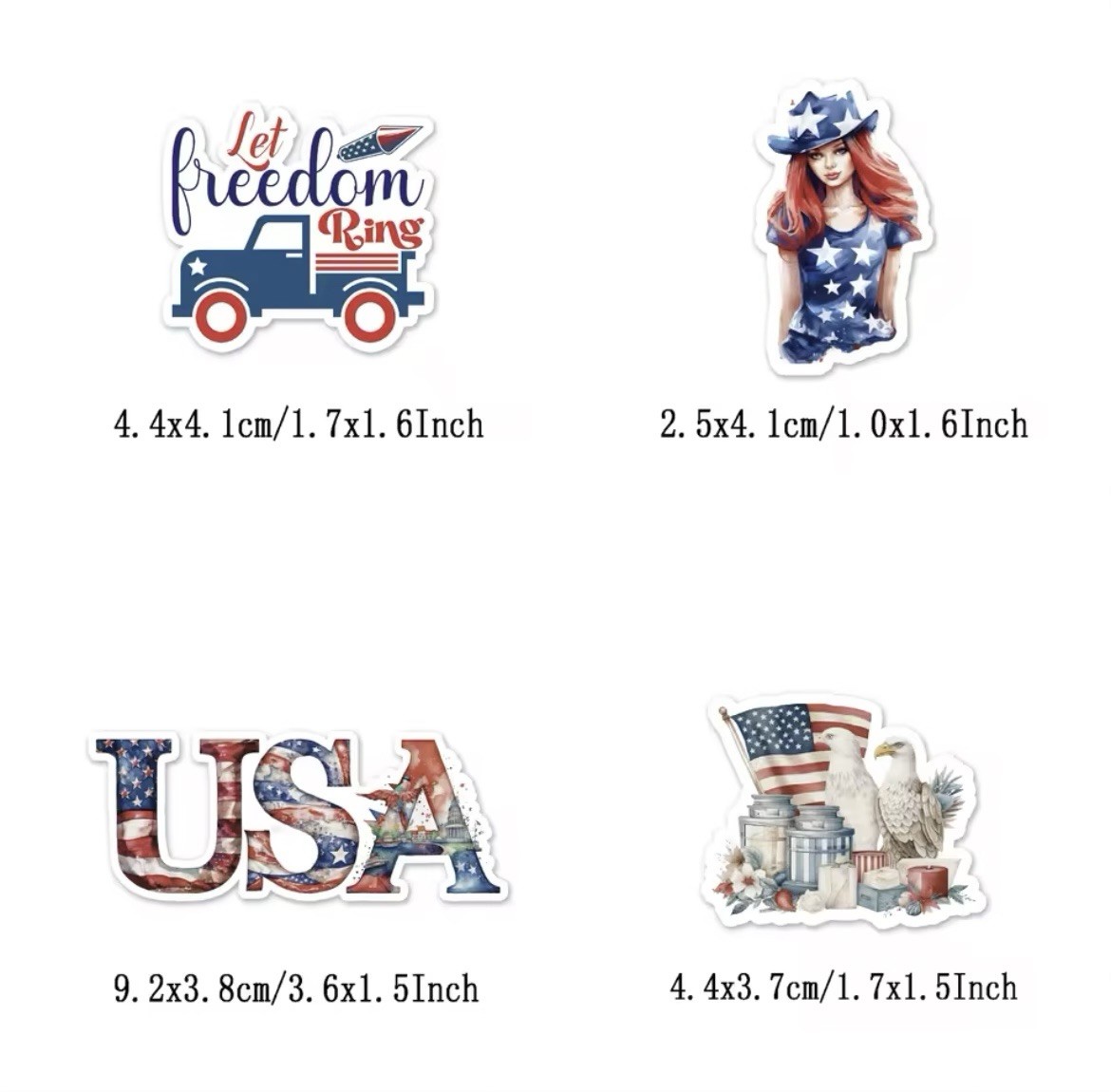 10 Random Matte Stickers – Patriotic American USA 4th of July Celebration