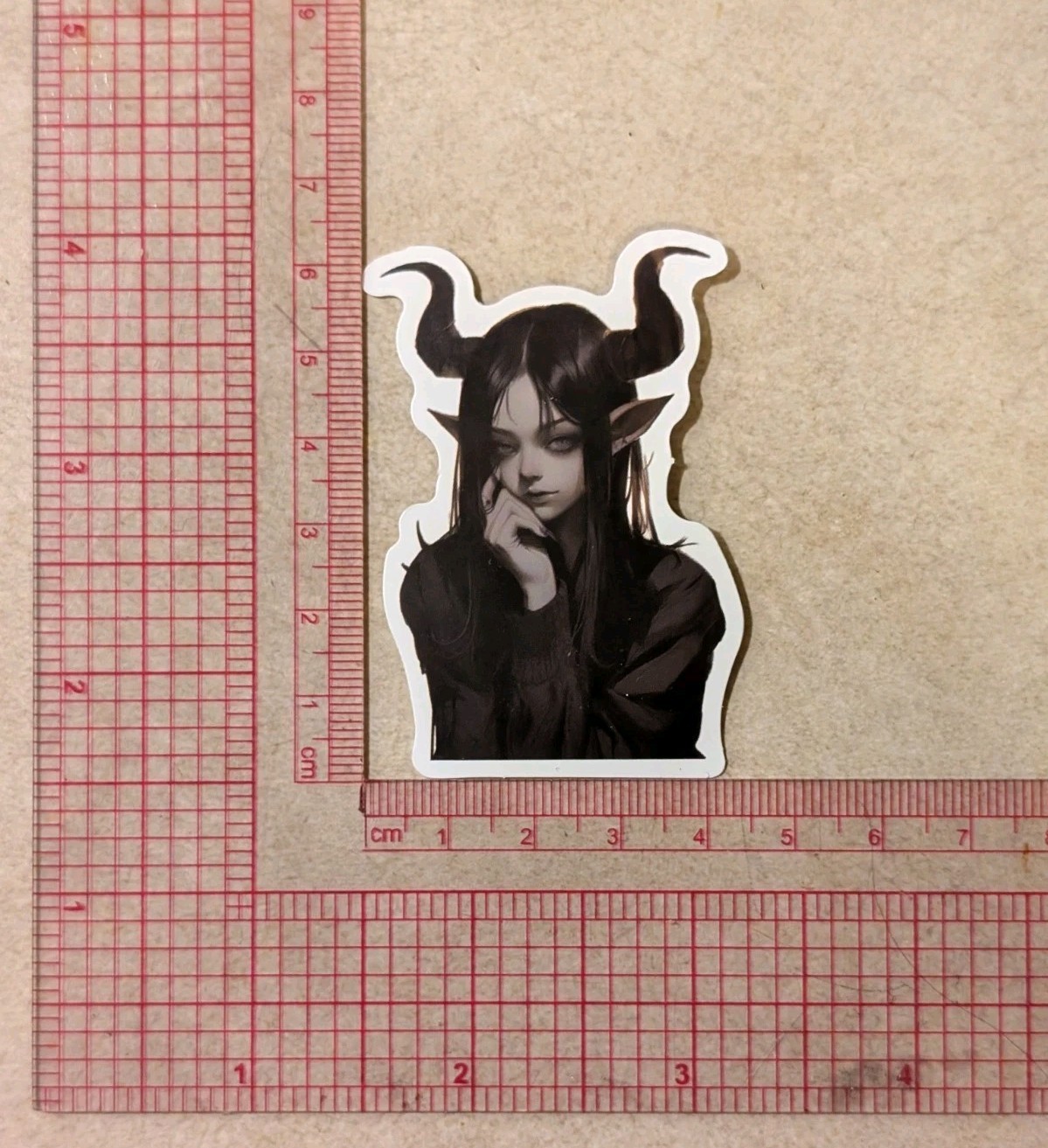 Haunted Active Spirit Demon Girl With Horns Death Shy Black Sticker 1 Pc