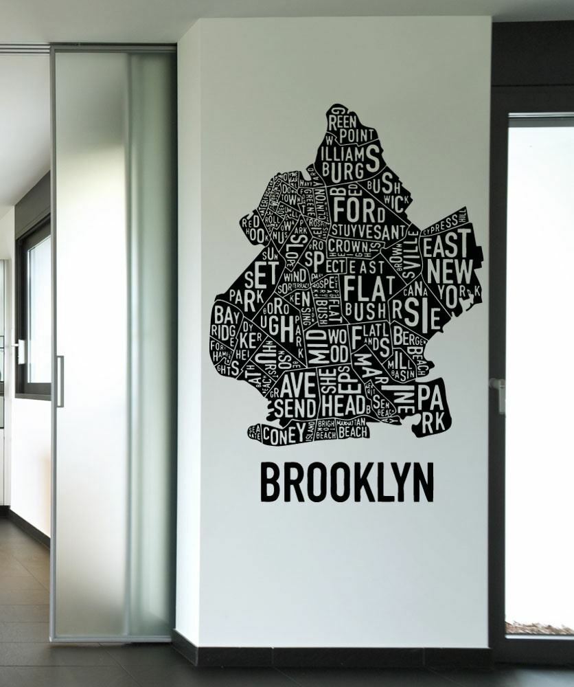 Vinyl Wall Decal Sticker New York City Brooklyn Words Map #5215