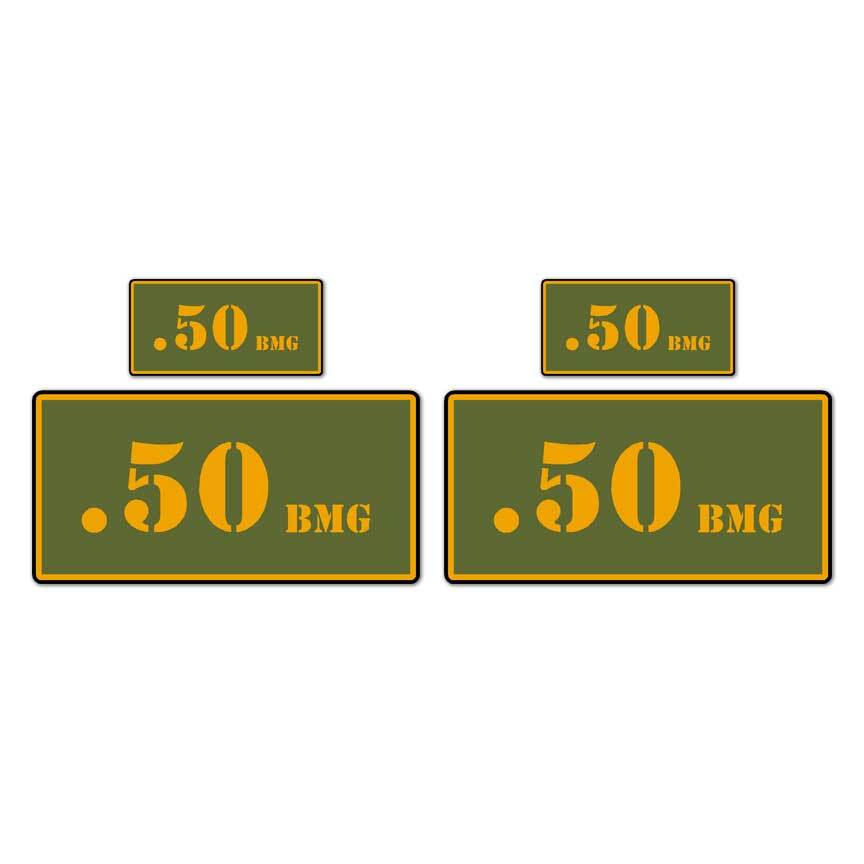 .50 BMG Ammo Box Set, Vinyl Decal Sticker, 2@ 1"x2" & 2@ 2"x4", #8392