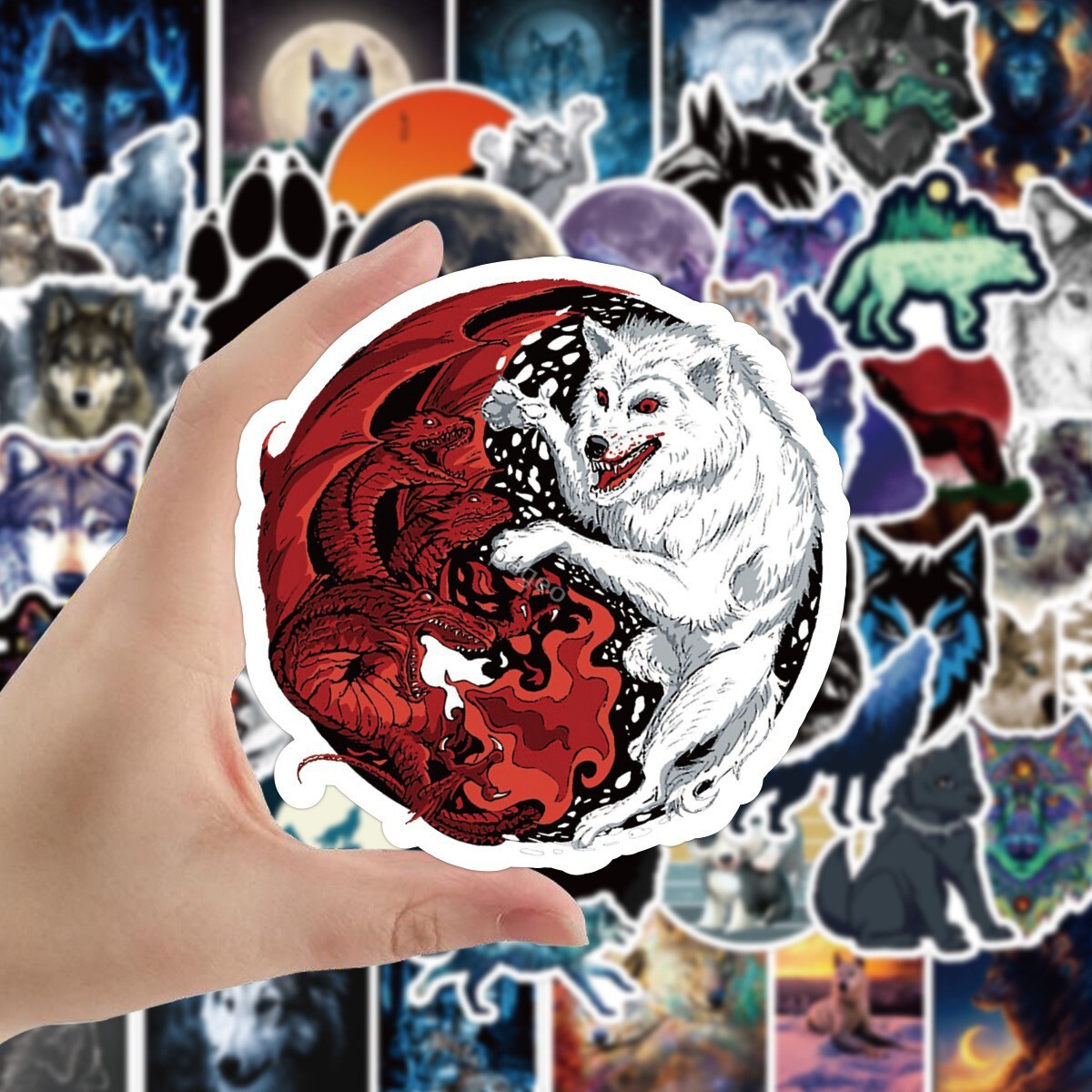 100Pcs Wolf Cartoon Sticker for Adults Teens Girls Scrapbooking Water Bottles
