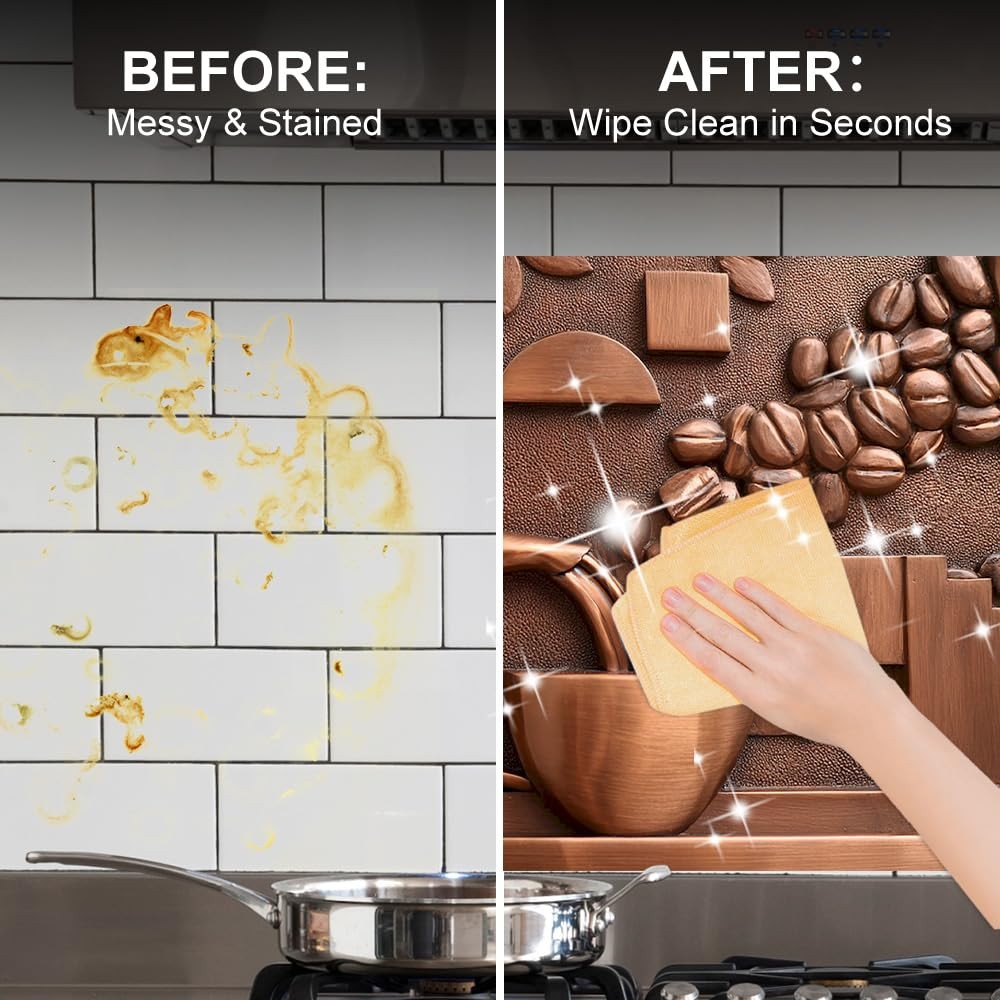 Peel and Stick Kitchen Backsplash Wallpaper 35.4 x 23.6 Inch Coffee Copper Ar…