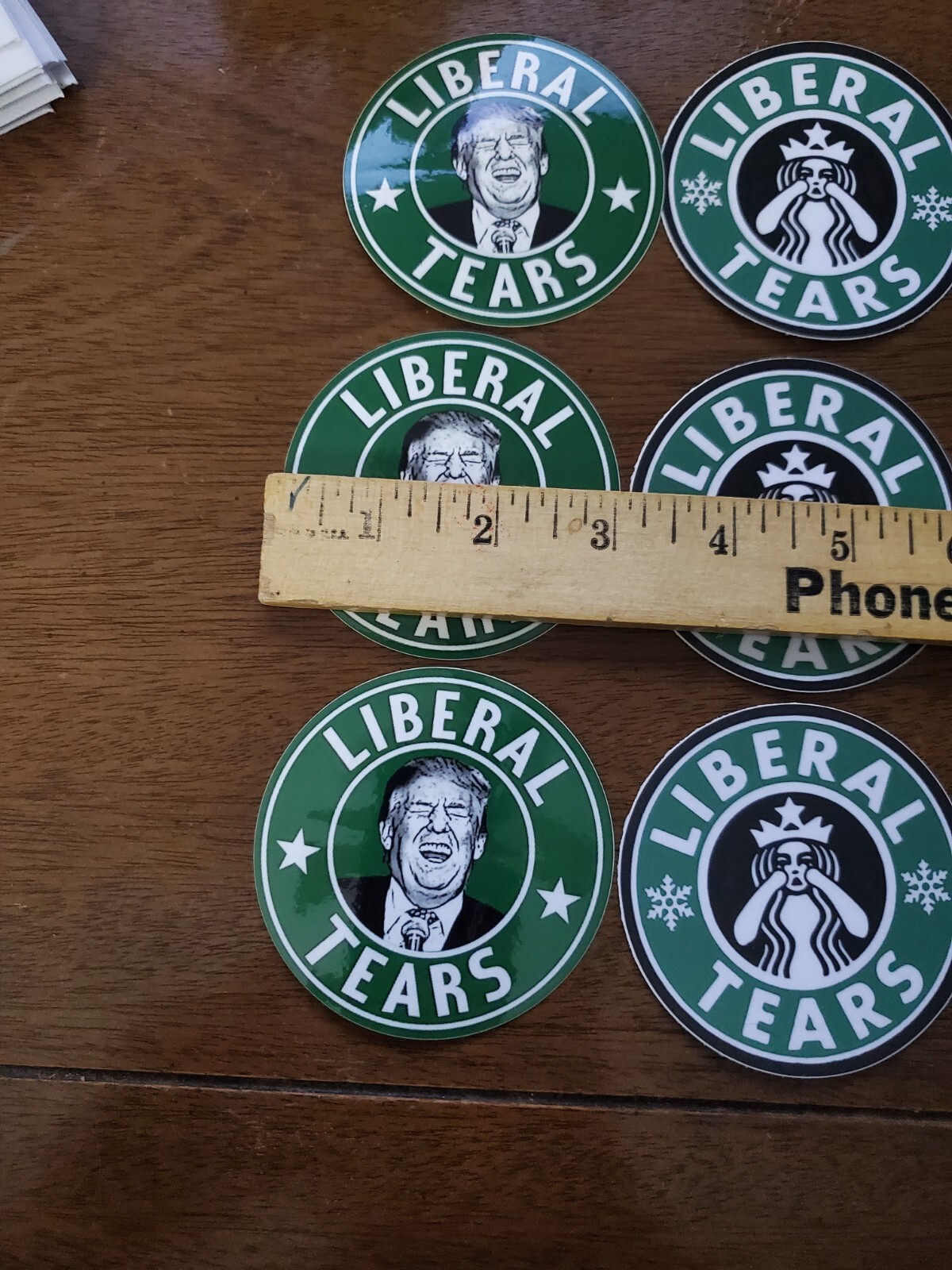 LIBERAL TEARS STICKERS 6 PACK LOT 3 inch Round DECALS Vintage Retro Star Bucks
