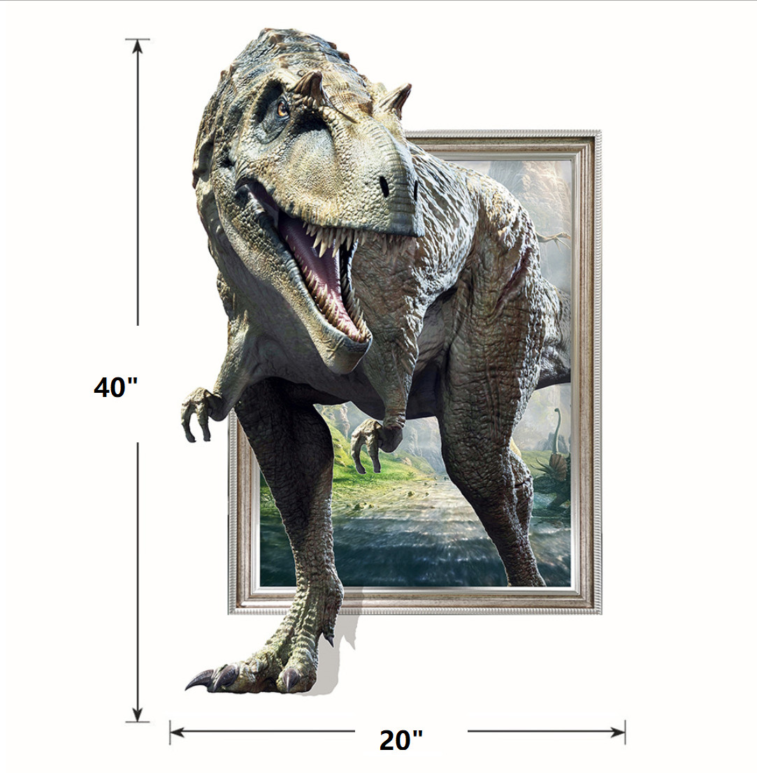 NEW 3D dinosaur T rex Removable Wall Stickers Decal Kids bedroom Home Decor USA