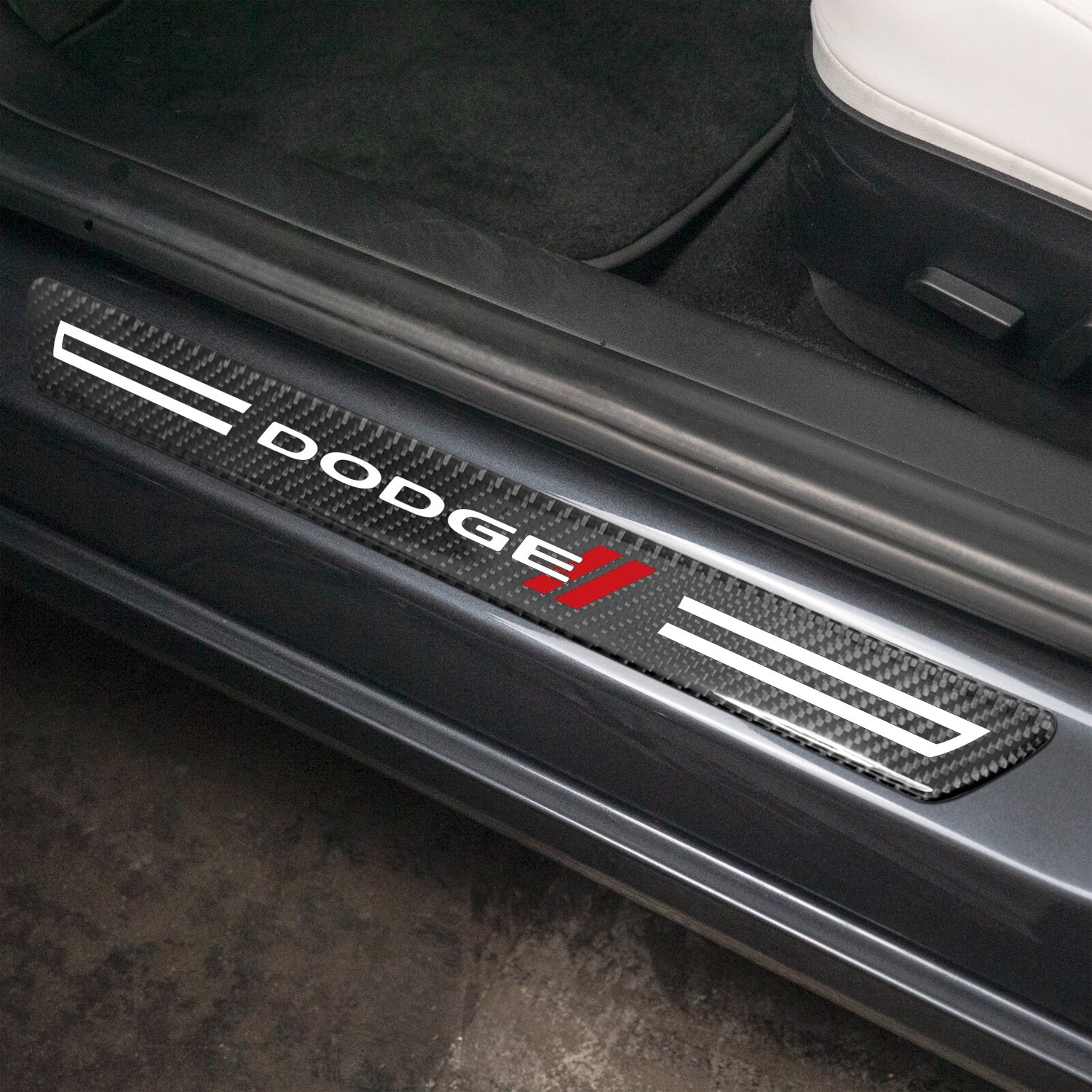 Dodge Real Carbon Fiber 4 Pcs Door Sill Kick Plates
