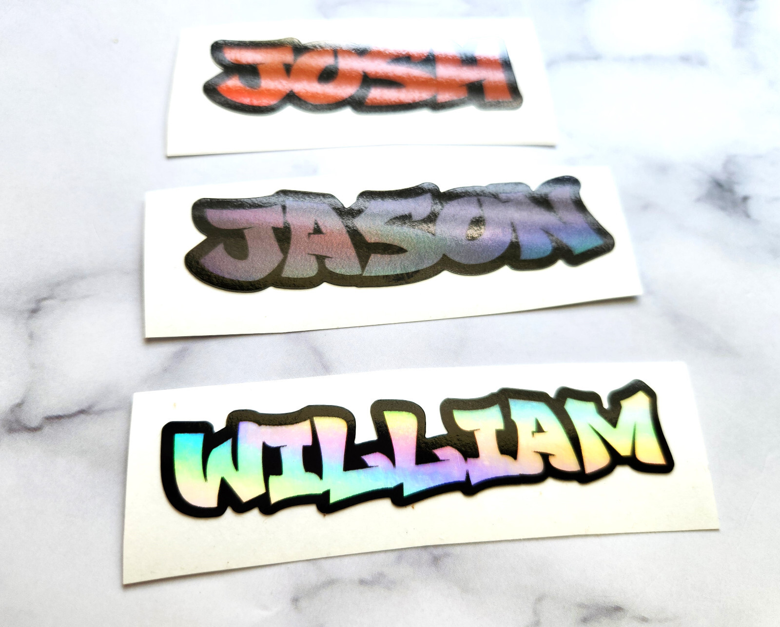 Holographic Graffiti Font Layered Name Sticker Custom Vinyl Lettering Text decal