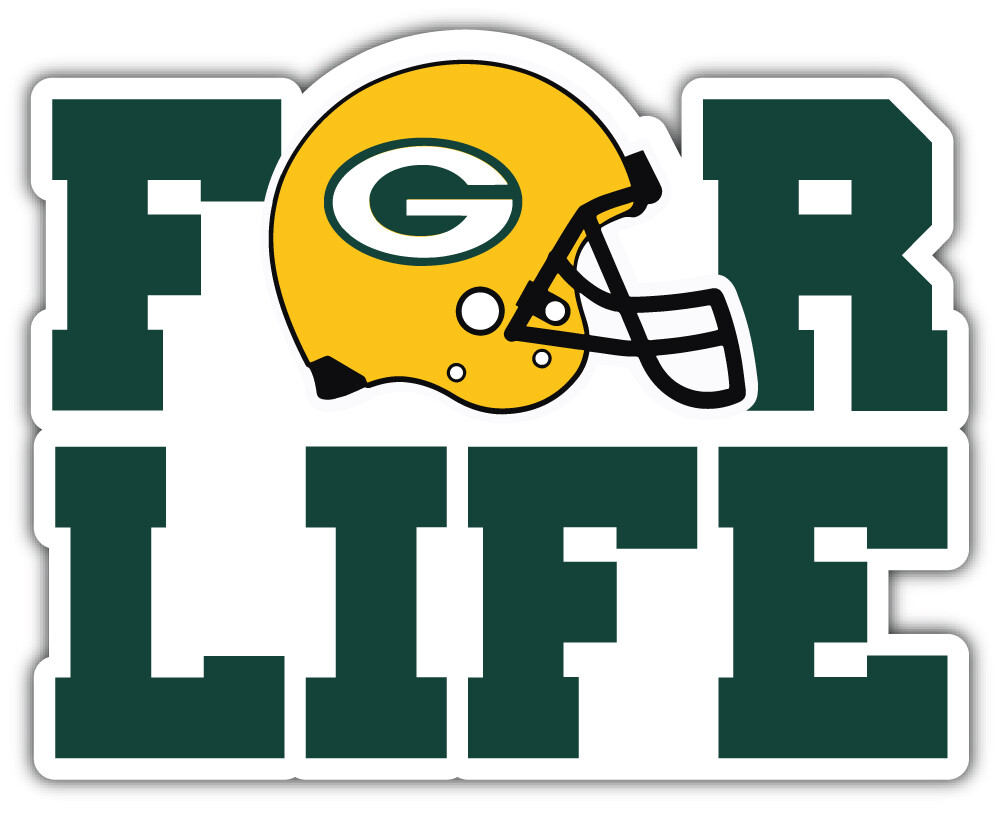 Green Bay Packers For Life NFL Sport Car Bumper Sticker Decal "SIZES"