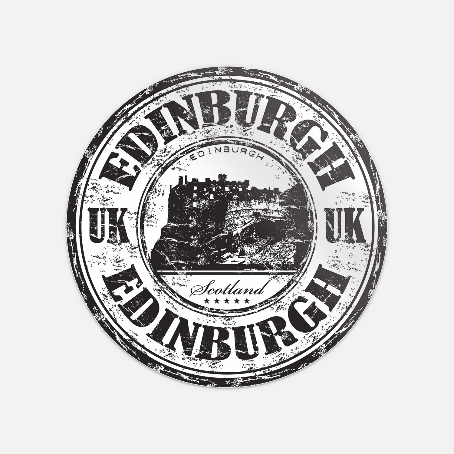 Edinburgh City United Kingdom Travel Grunge Stamp Vinyl Sticker Decal