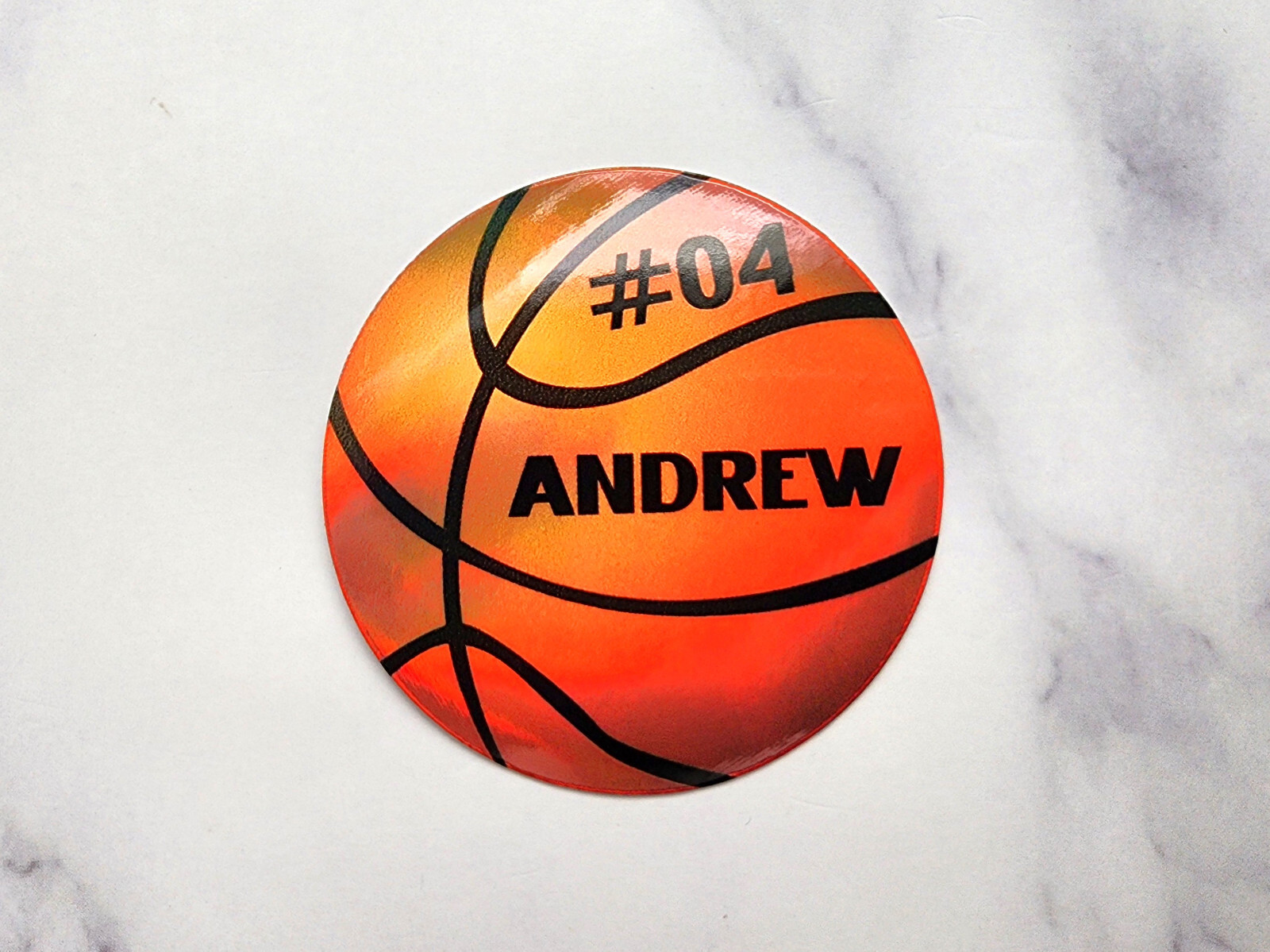 Custom Holographic Basketball Sticker – Personalized Name & Number, Team Gift