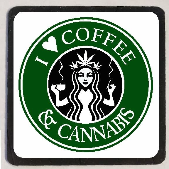 I Love Coffee & Cannabis Refrigerator Magnet M240