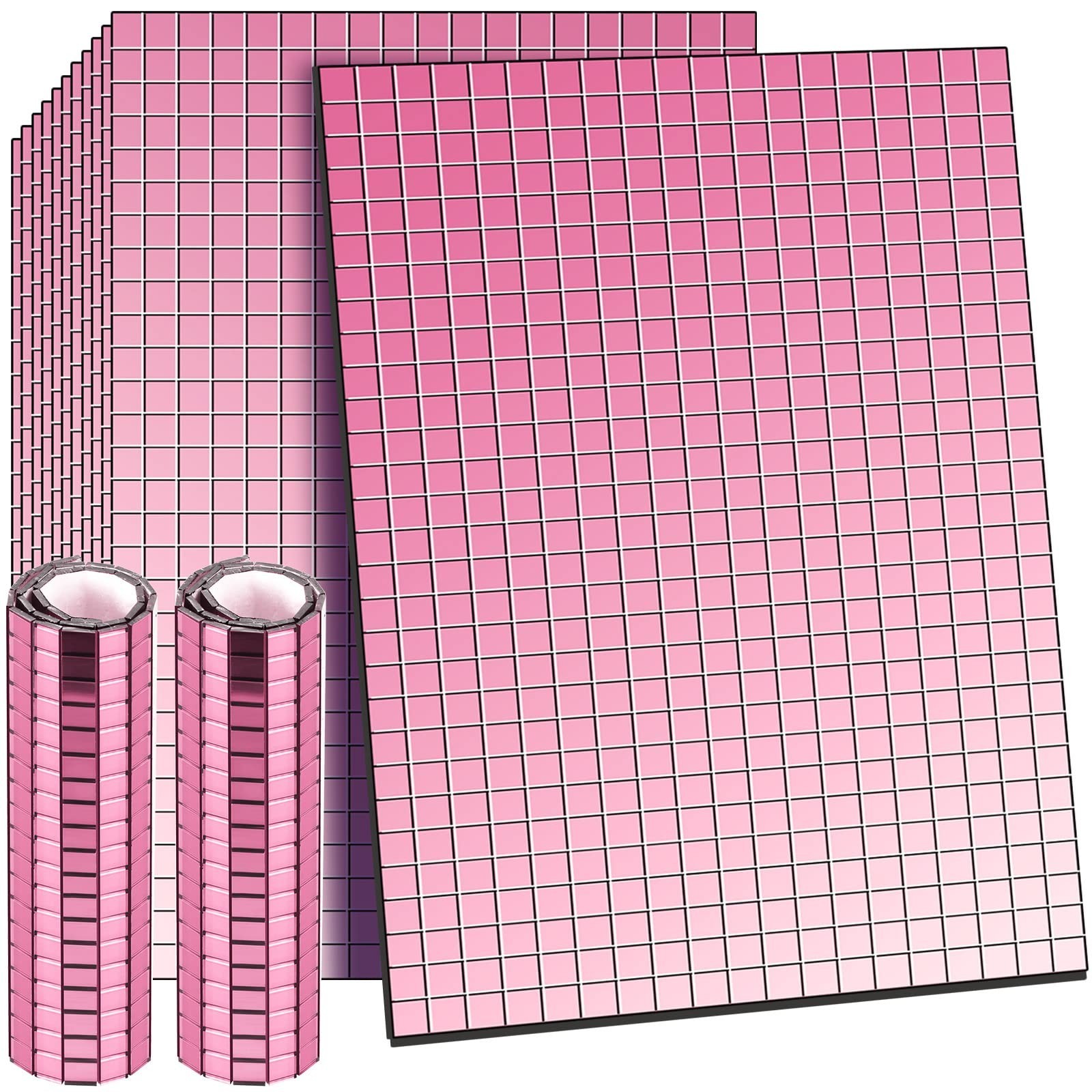 Self-Adhesive Mirrors Mosaic Tiles, 7200 Pieces (Pink, 5 x 5 mm), Peel and St…
