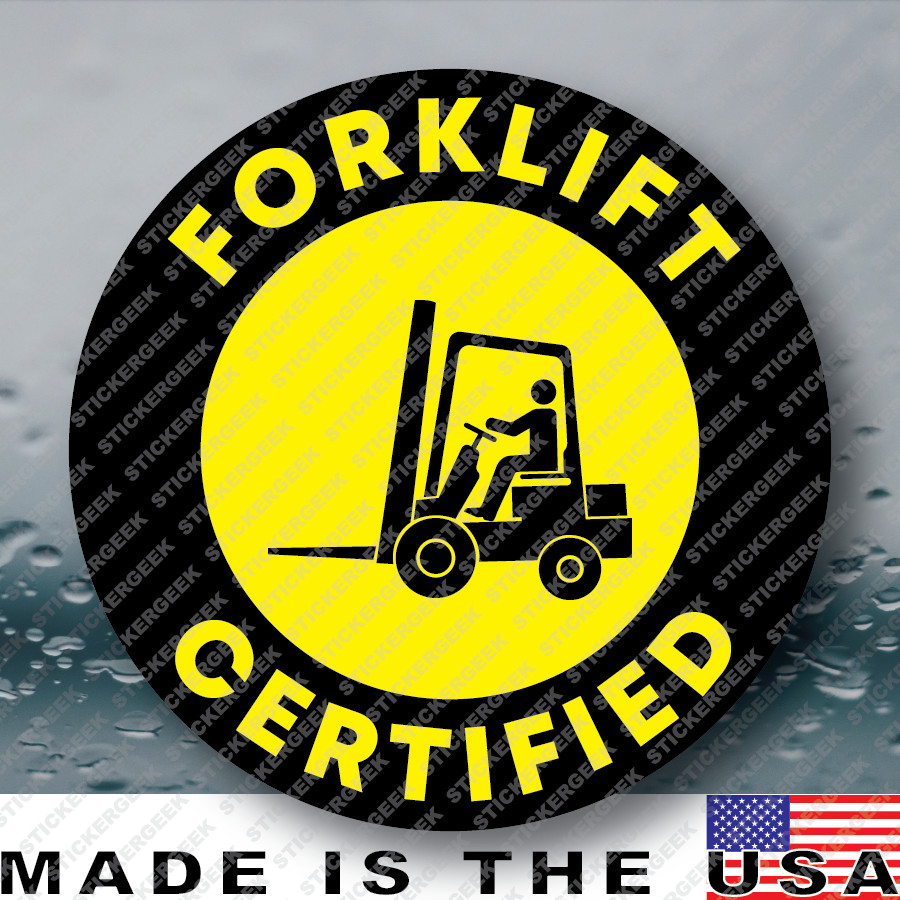 Fork Lift Certified Funny Hard Hat Helmet Gag Prank Joke Sticker 2IN