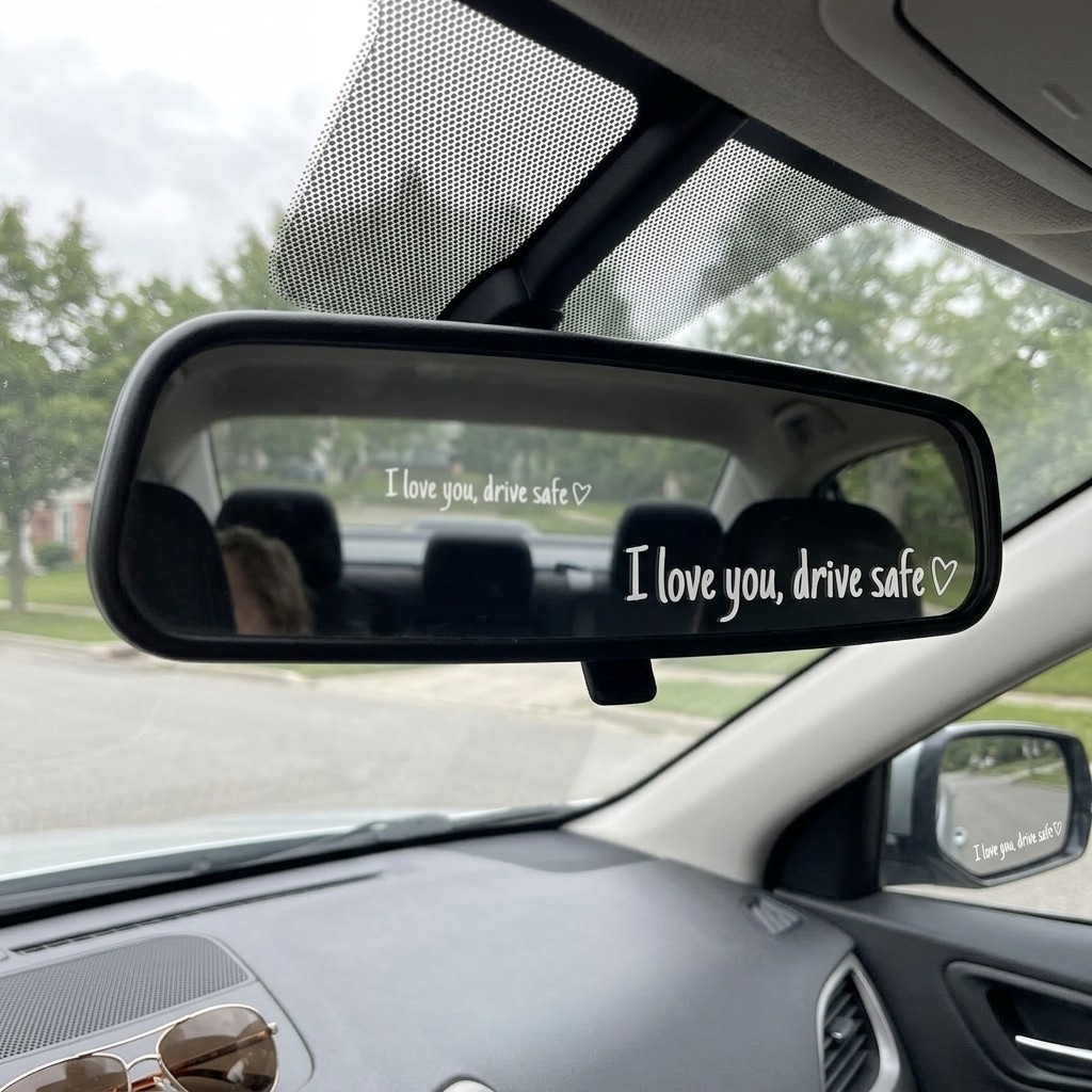 3Per Set Car Vinyl Decal Sticker for Window Mirror Drive Safe I Love You Pattern