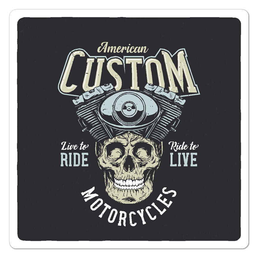 Custom Motorcycles Skull Sticker Decal