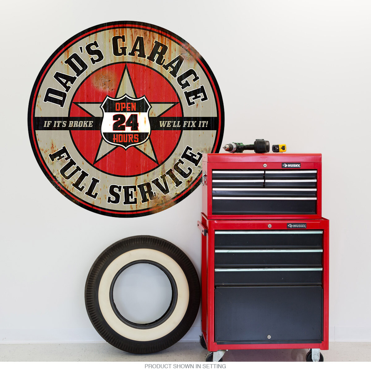 Dads Garage Service Distressed Wall Decal – Gas Station Decor