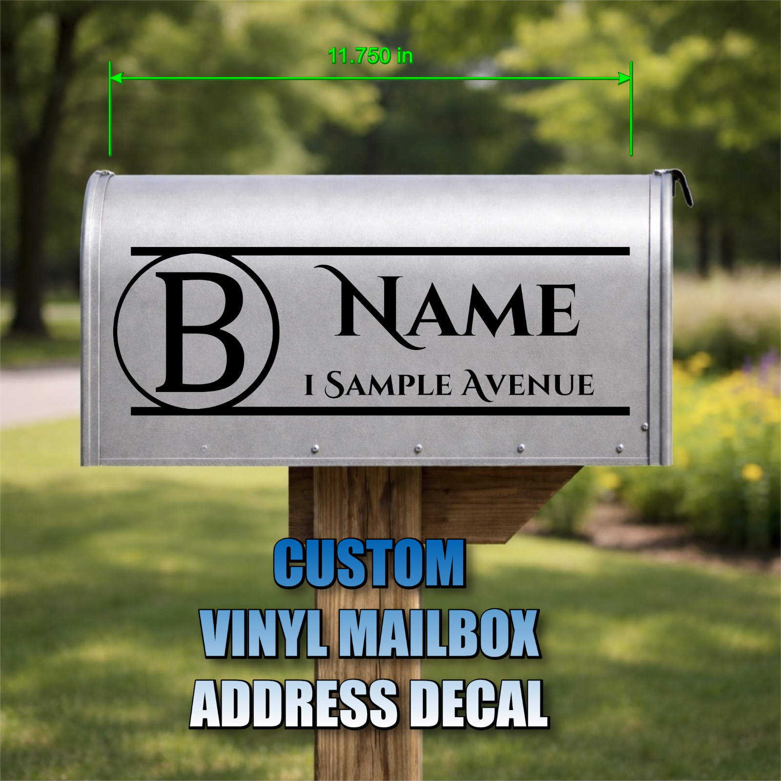 Custom Standard Monogram Mailbox Vinyl Decal— Street Address Personalization