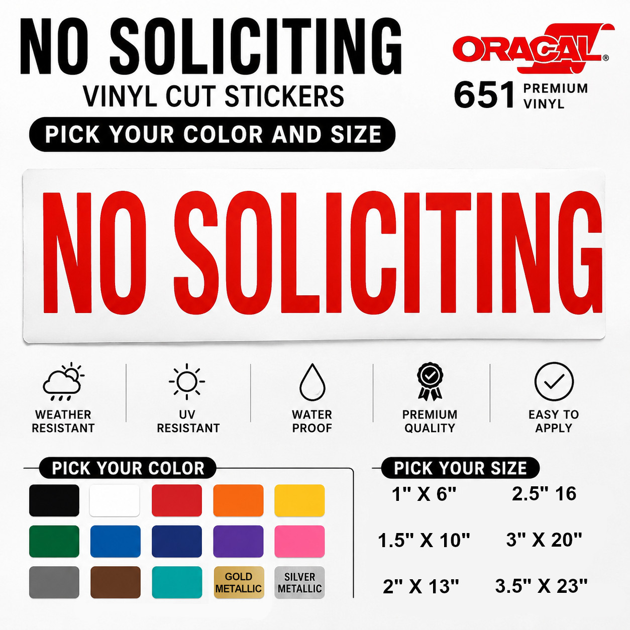 NO SOLICITING VINYL CUT STICKER FOR HOME BUSINESS WINDOWS & DOORS-STOP SALESMEN