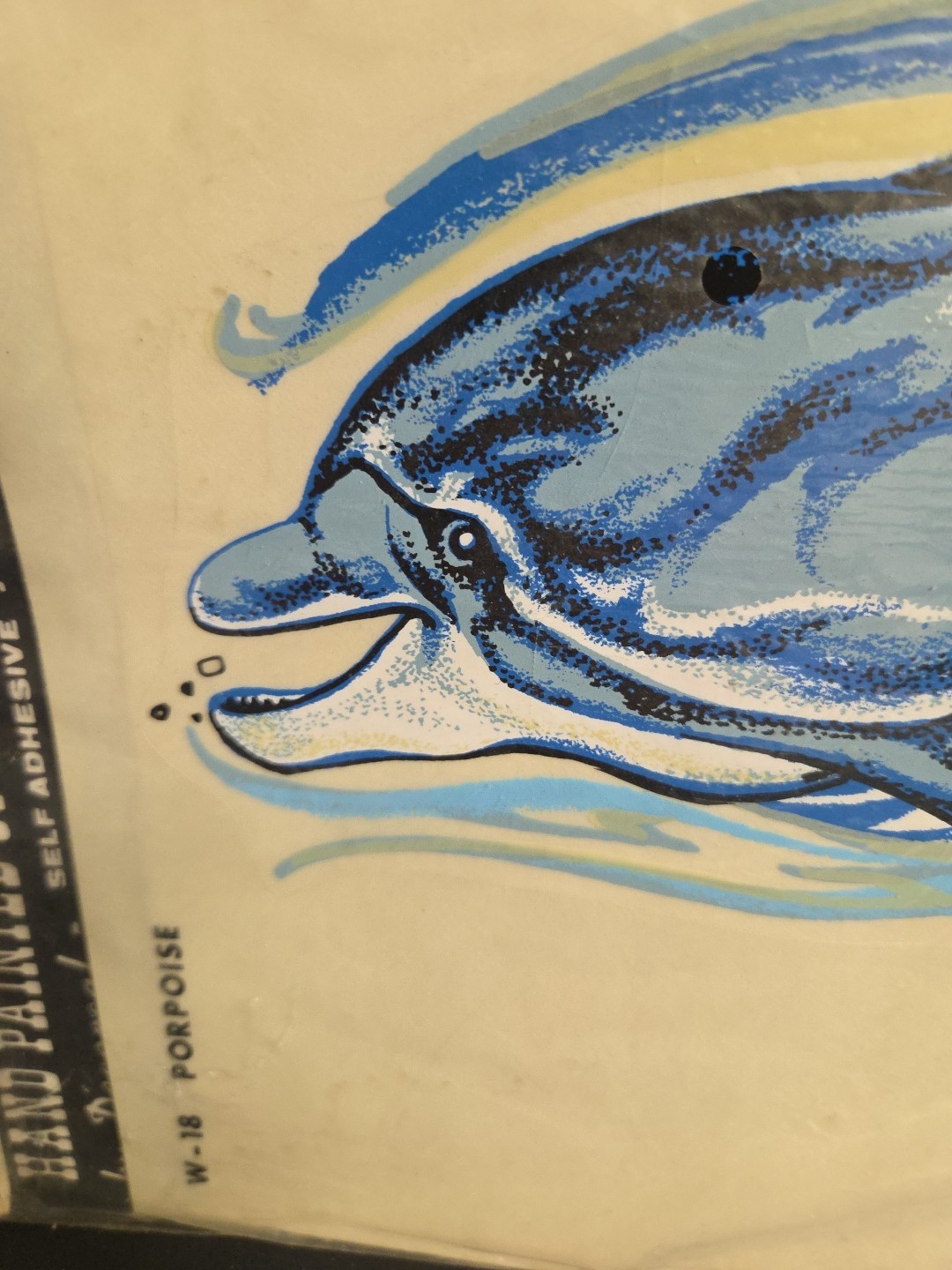 Vintage 1970's NOS Hand Painted Sports And Wildlife Decals W-18 PORPOISE 10×17
