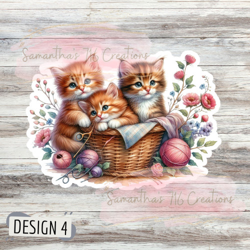 Kittens Vinyl Stickers 3" For Laptops, Cups, Etc. Indoor, Water Resistant