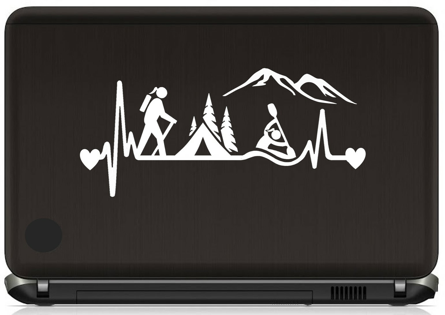 Hiking Camping Girl Tent Kayak Heartbeat Decal Sticker for Car Window
