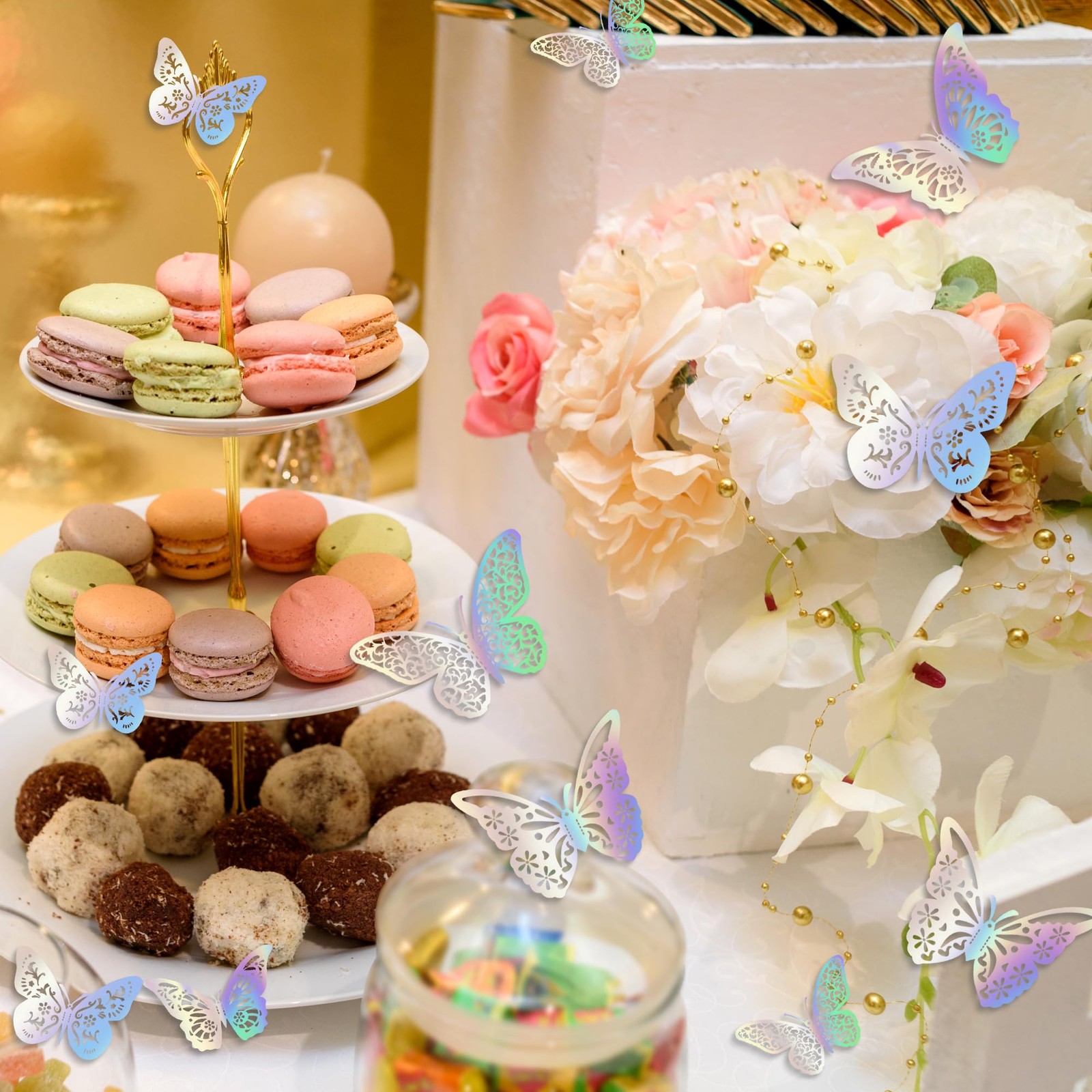 72 Pcs 3D Butterfly Room Wall Decor for Birthday Wedding Party Cake Decor