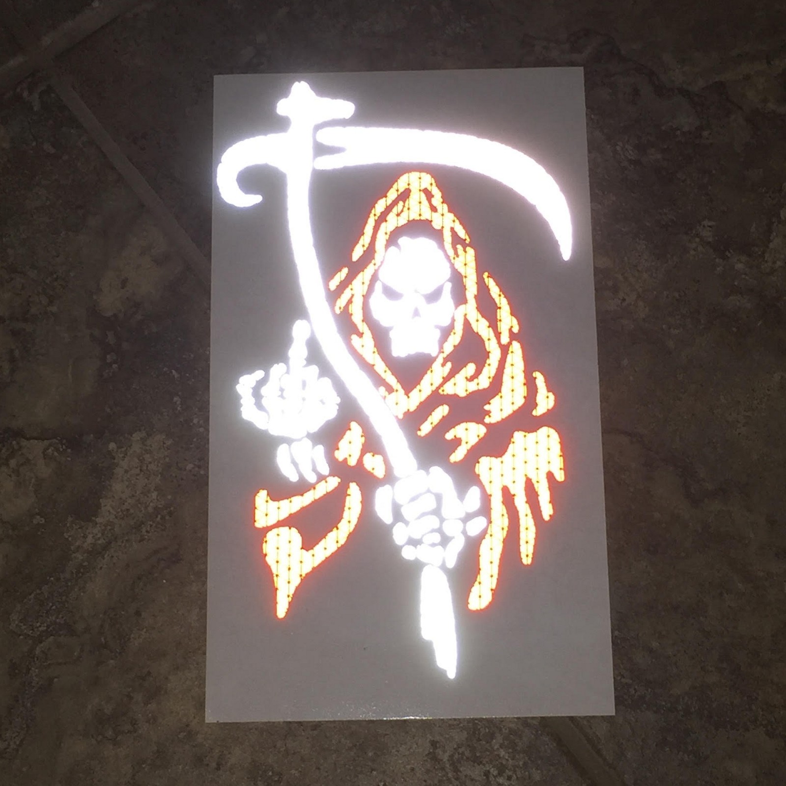 High Intensity REFLECTIVE Grim Reaper Decals Stickers Helmet Window Car Bike