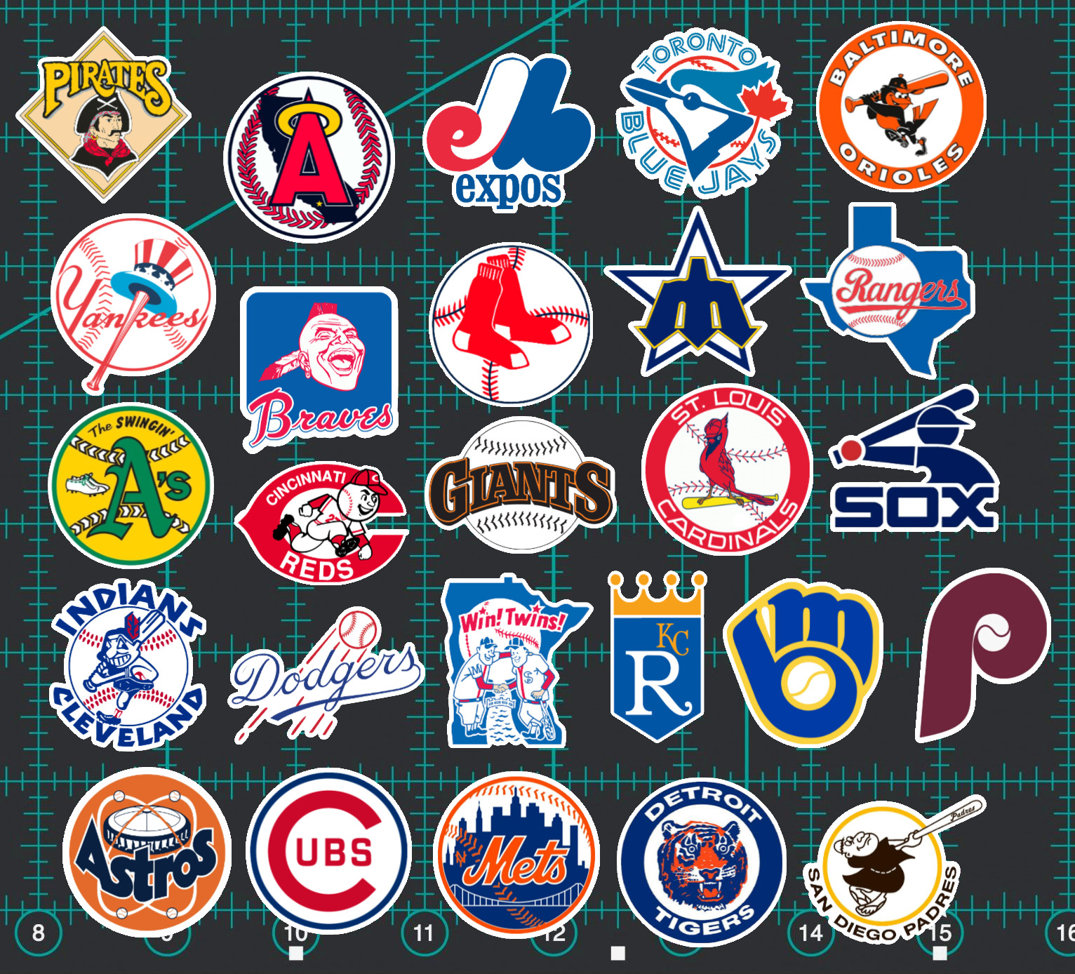 26 Retro 70's/80's MLB Logo Sticker Pack – Clear, Holographic, or White- Yankees