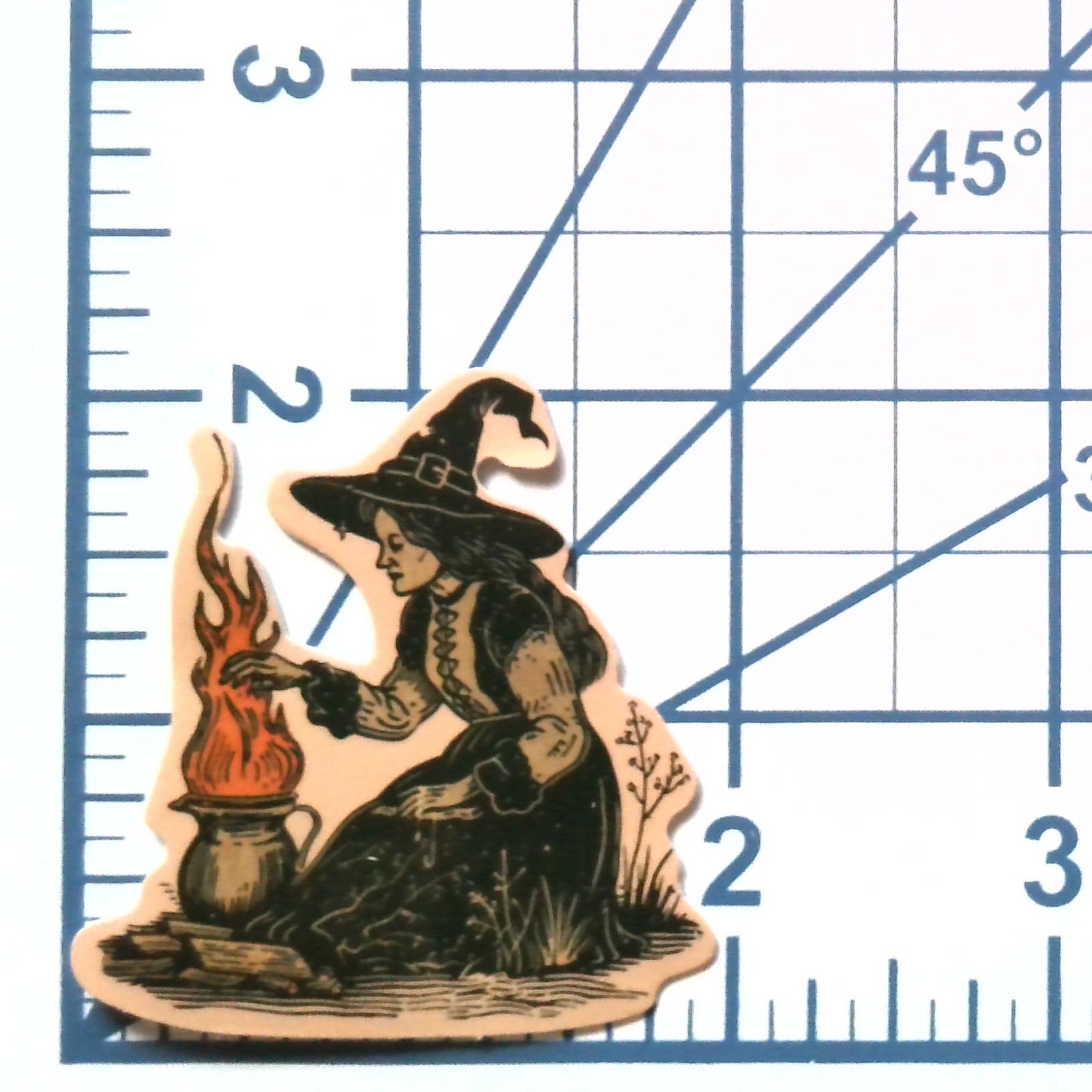 Witch Sticker Vinyl Die Cut Cauldron Fire Gothic Decal Journal Scrapbook Art