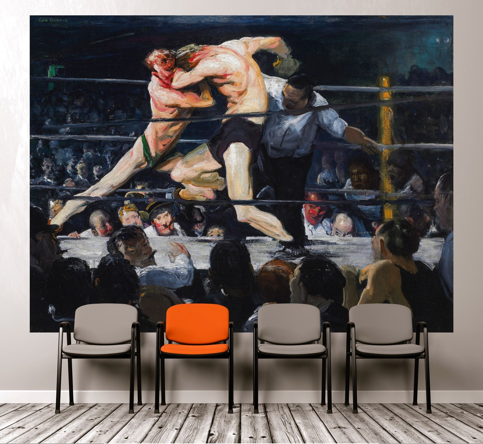 Boxing Match Painting Artwork Wall Mural. Stag at Sharkey's (1909) painting by G