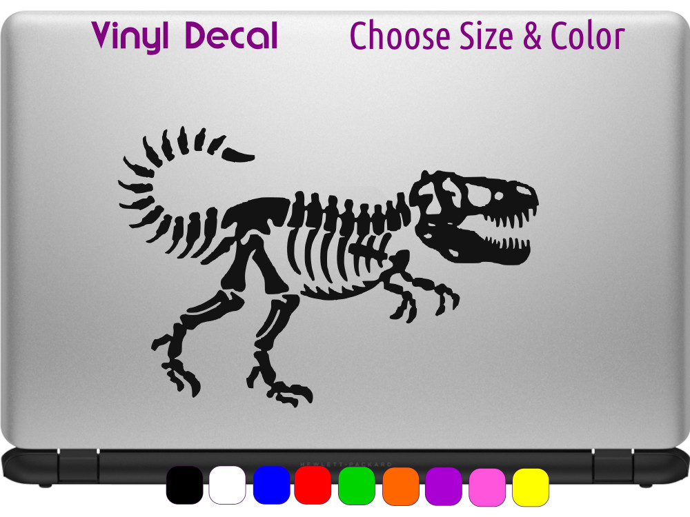 T Rex Skeleton Jurassic Park Decal Laptop Car Window Sticker CHOOSE SIZE COLOR