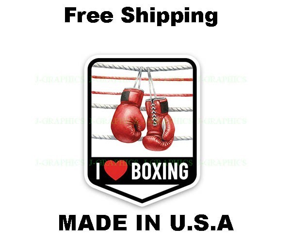 I Love Boxing Vinyl Decal Sticker Gloves Ring Sport A