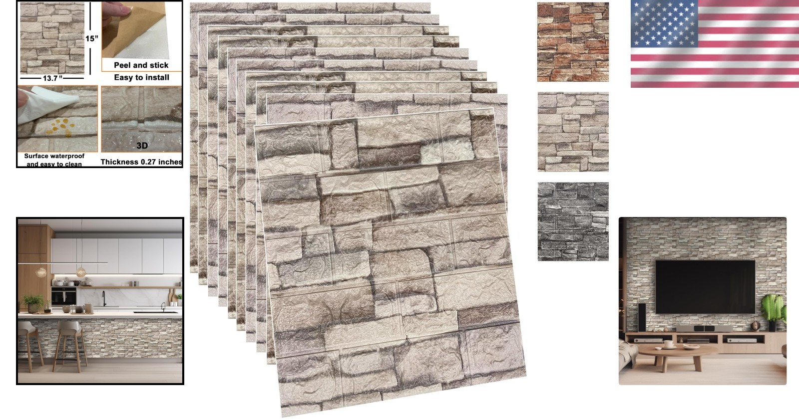 Stylish 3D Peel and Stick Faux Brick Foam Panels – 20 Pack for 29 Sq Ft Coverage