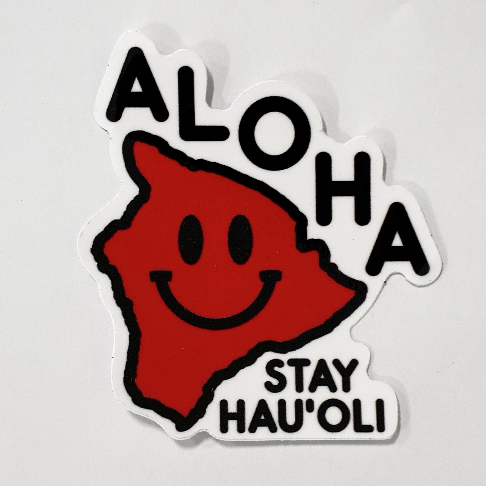 Big Island Hawaii Aloha Hauoli Hawaiian Island Vinyl Sticker Die Cut Red 2.5 In