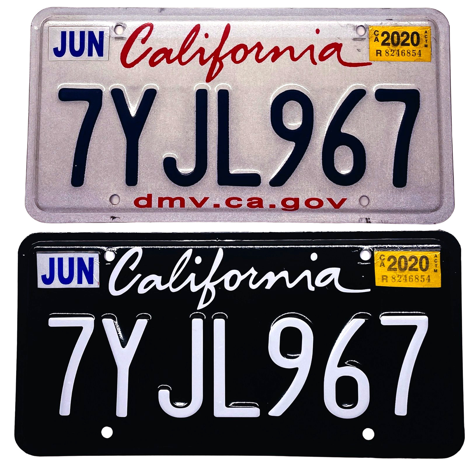 Cursive and Legacy California CA Plate Wrap DIY Kit White, Yellow Red Reflective