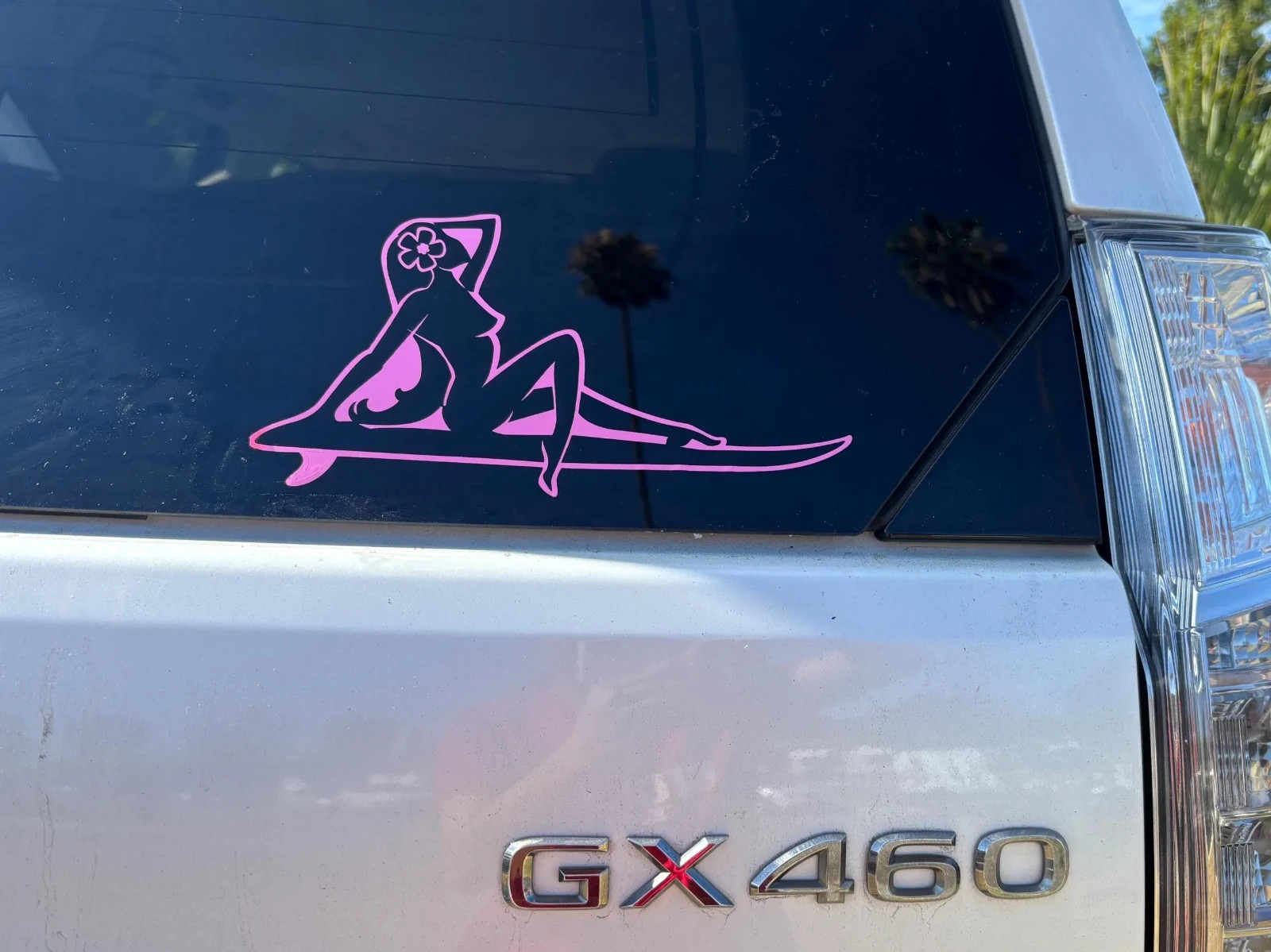 9" Pink Hawaiian Surf Sexy Surfer Girl~ Hawaii Vinyl Car Window Decal Sticker