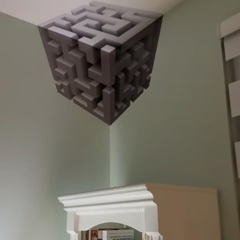 3D Wall Art Optical Illusion Corner Wall Art Gray Black Paper Wall Sticker
