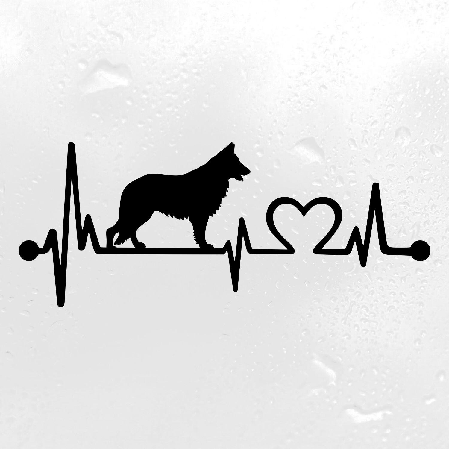 German Shepherd Heartbeat Vinyl Decal | Heart Love Alsatian Dog Puppy | Sticker
