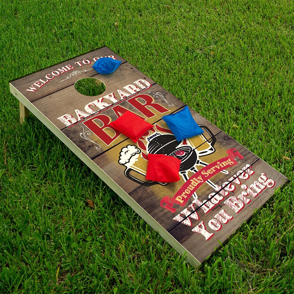 Welcome to our Backyard Bar Cornhole Board Wraps and Decals Vinyl Sticker
