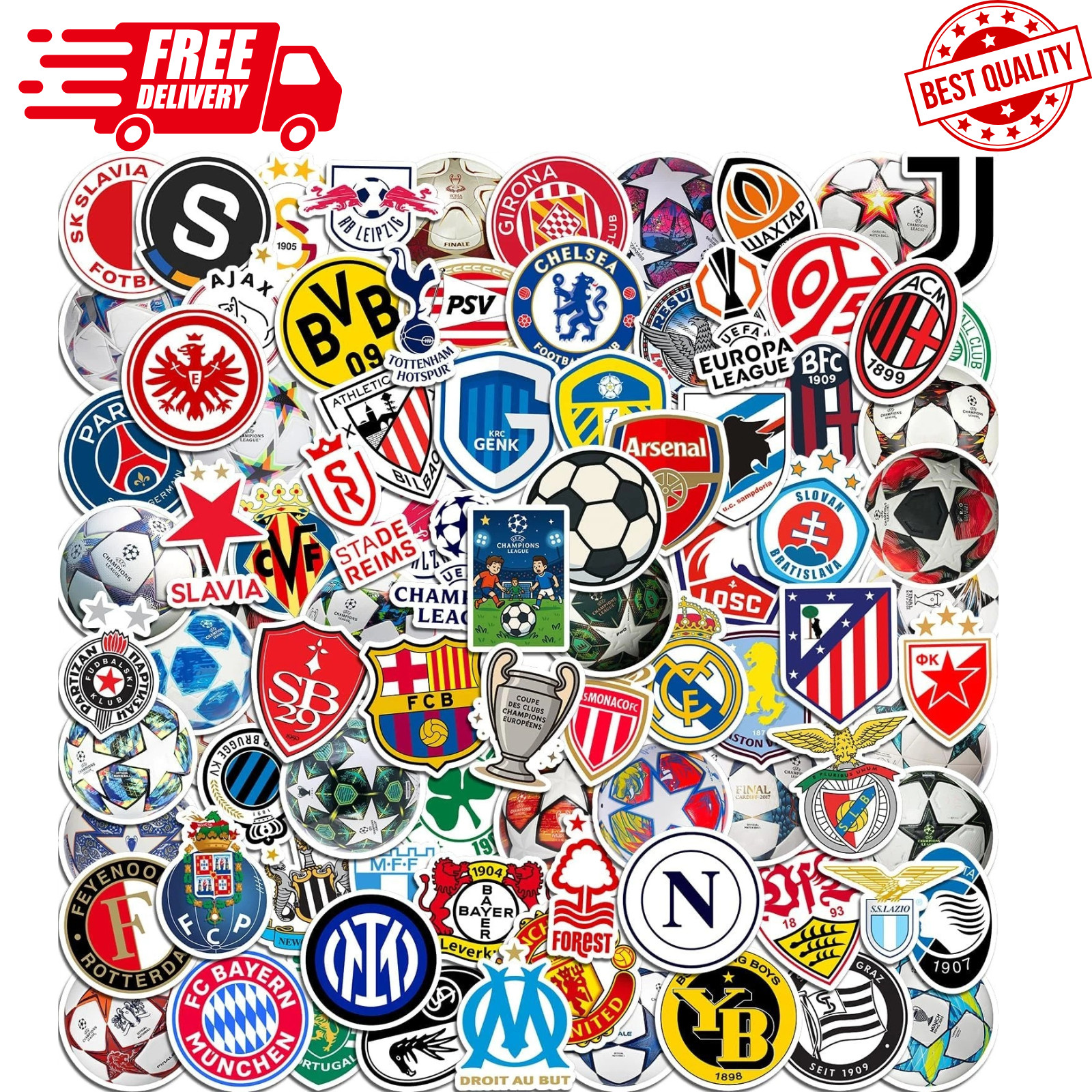 105 Vinyl PVC Soccer Stickers – Perfect for Laptops Water Bottles and Gifts