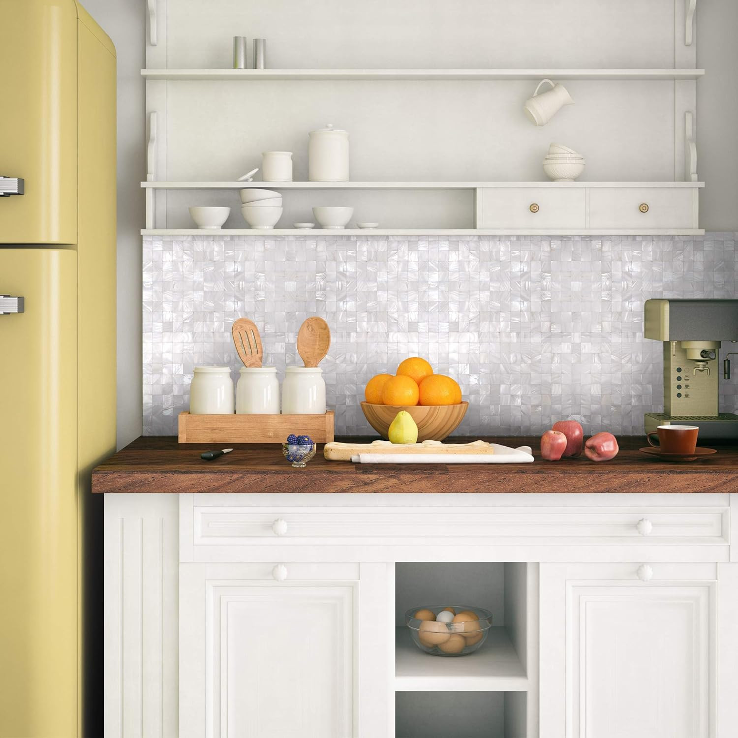 Peel and Stick Mosaic Shell Backsplash Sticker for Kitchen, Bedroom and Bathroom