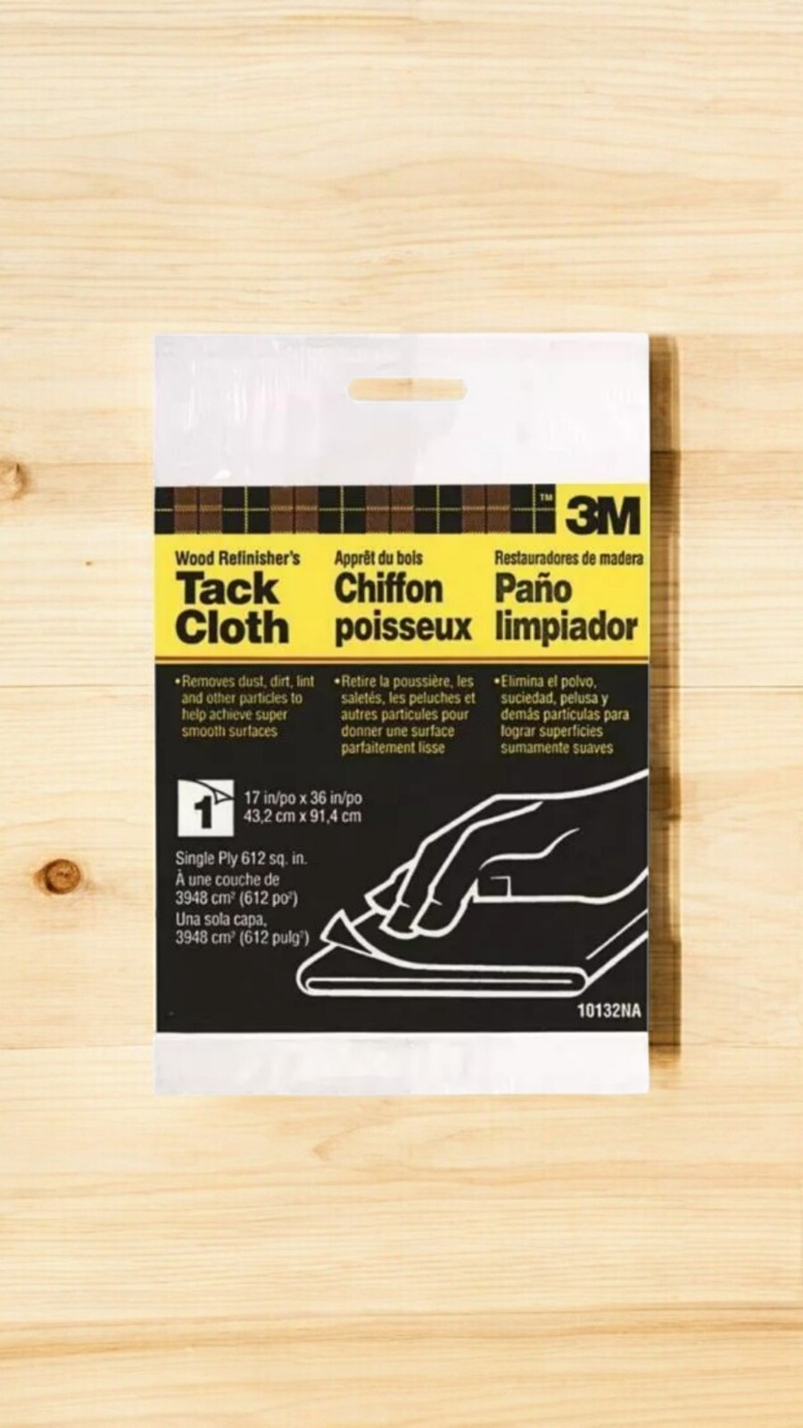 NEW 3M 10132 17" X 36" WOOD REFINISHER'S TACK CLOTH SINGLE PLY SALE 6430250