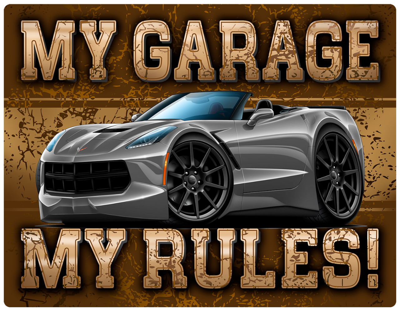 2015-19 Corvette C7 Convertible My Garage My Rules Wall Art Graphic Sticker
